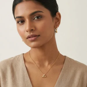 Aalia lightweight anti-tarnish steel minimal matching necklace and bracelet set for everyday wear