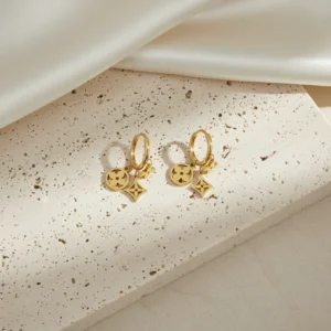 Aria lightweight anti-tarnish steel micro drop earrings with circular charm for everyday wear