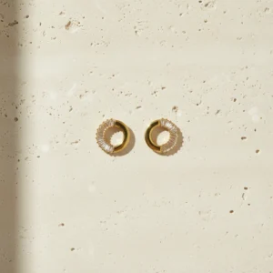 Diya lightweight anti-tarnish steel circular stud earrings with stones for everyday wear