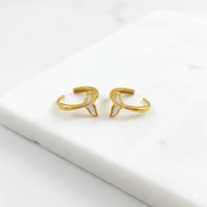 Mahi lightweight anti-tarnish steel small hoops with white enamel tail detail for everyday wear