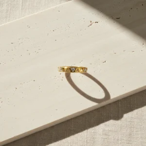 Navya lightweight anti-tarnish steel geometric ring with clear stones for everyday wear