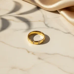 Nia lightweight anti-tarnish steel polished ring with embedded stones for everyday wear