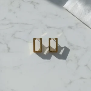 Ruhi lightweight anti-tarnish steel rectangular small hoops with clear stones for everyday wear