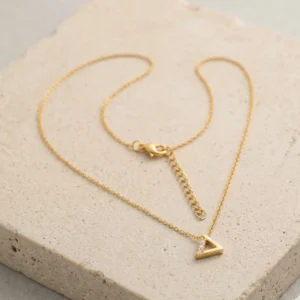 Tia lightweight anti-tarnish steel minimal chain necklace with geometric triangle pendant for everyday wear
