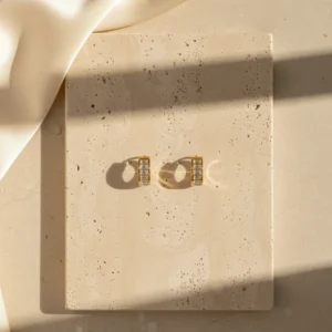 Veda lightweight anti-tarnish steel small hoops with stones for everyday wear